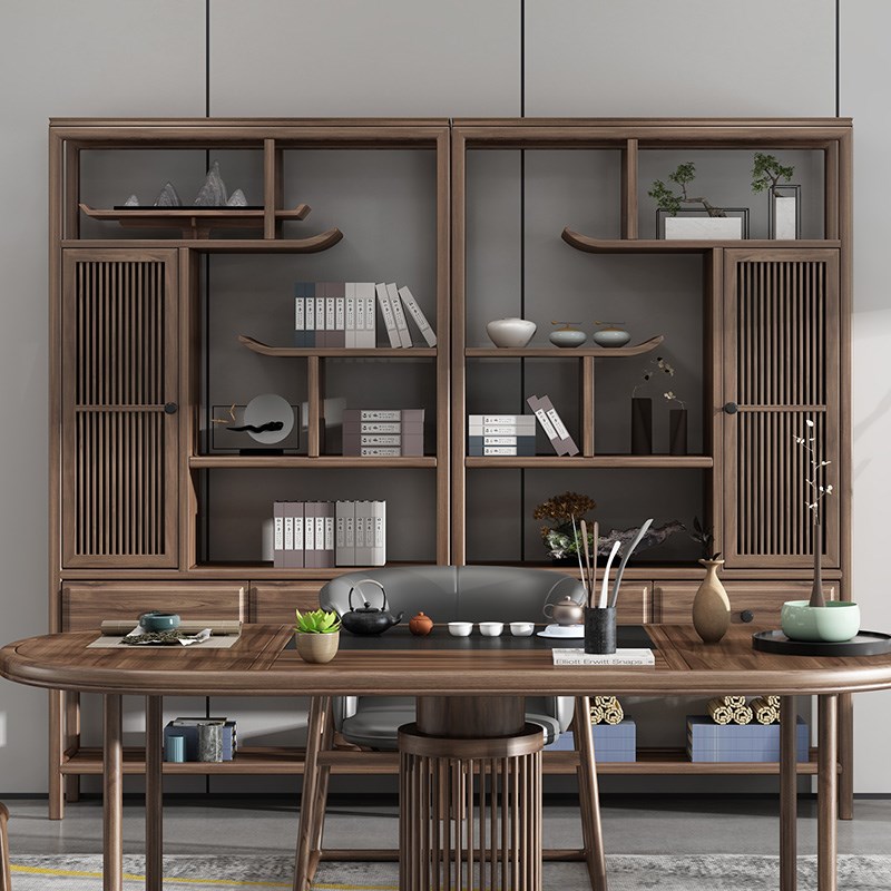 新中式实木博古架 多宝阁 简约现代禅意摆件展示架拍卖行家具定制