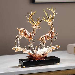 轻奢麋鹿摆件创意家居客厅电视柜酒柜工艺品玄关装饰开业礼物