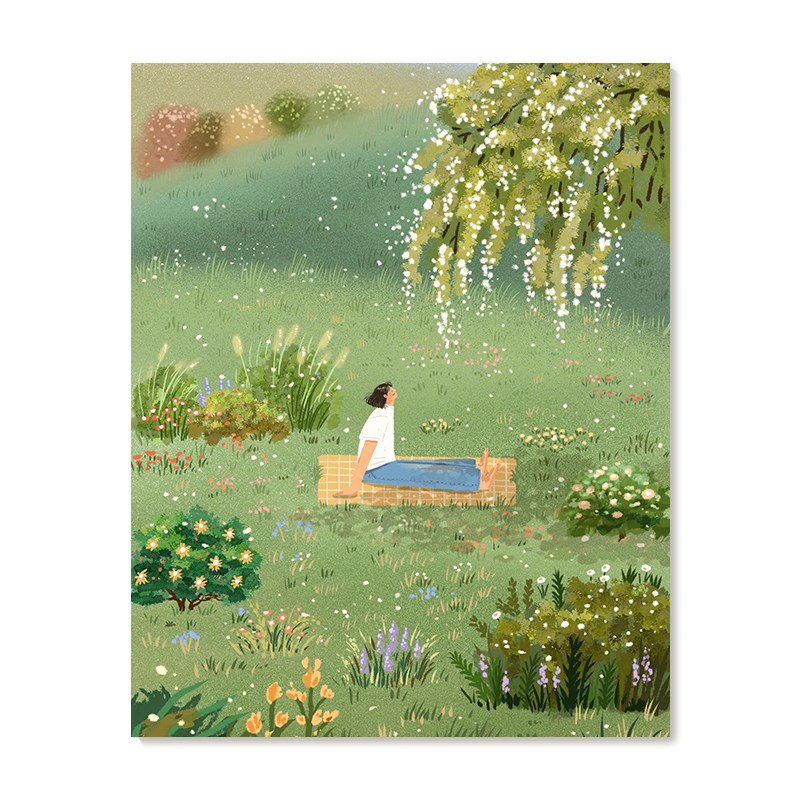 插画师Subin复刻艺术版画治愈绿色春天风景装饰画芯