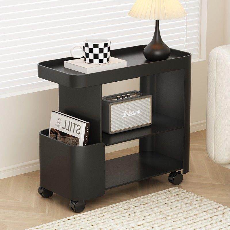 可移动置物架客厅卧室厨房侧边柜床头小桌子茶几铁艺推车边几