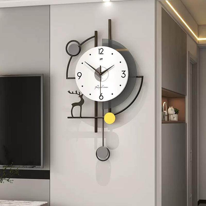 现代轻奢钟表挂钟客厅高级感简约创意时钟高颜值装饰表挂墙免打孔