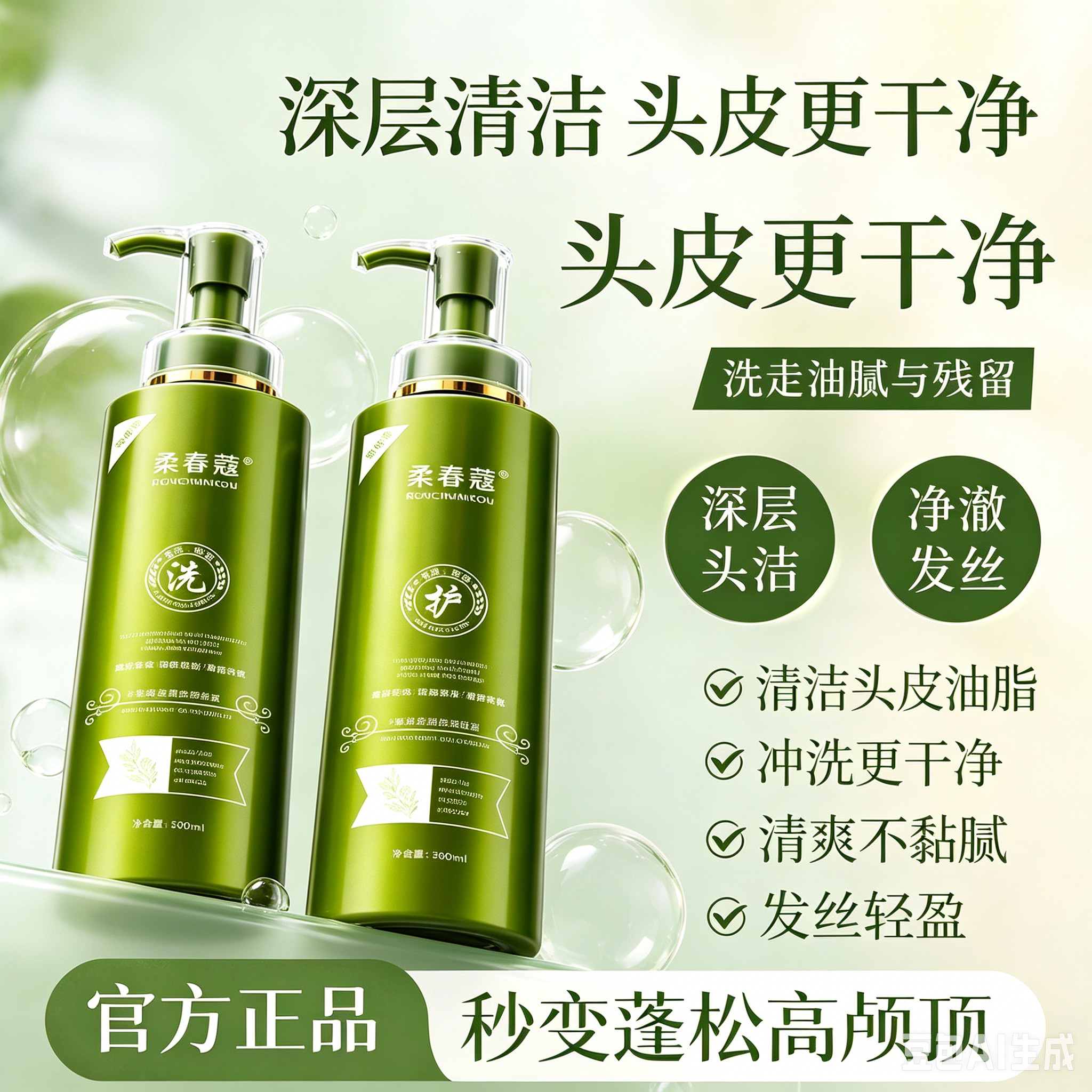 发2瓶正品柔 春蔻氨基酸洗发水护发素沐浴露控油去屑止痒蓬松丝