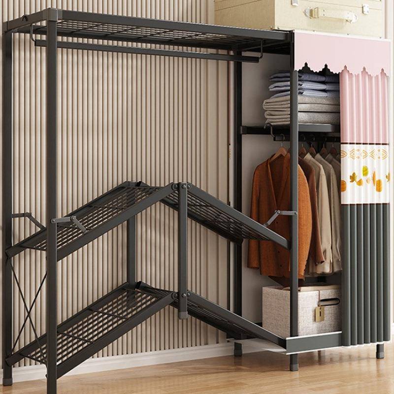 全钢架结实耐用出租房用折叠简易衣柜家用卧室免安装布小户型衣橱