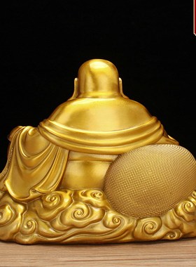 纯铜弥勒佛摆件聚宝盆弥勒佛像笑佛菩萨家用供奉佛像大肚福气布袋