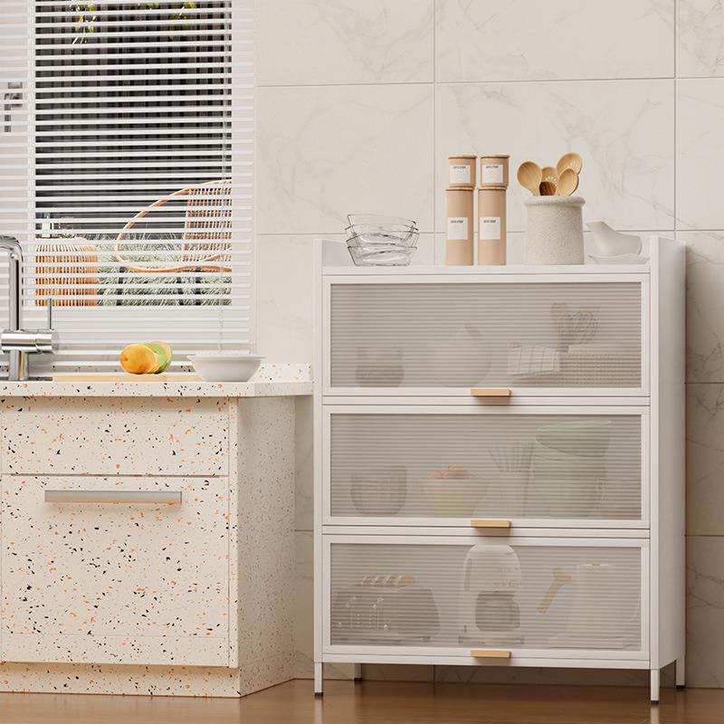 【折扣价】上翻门收纳柜厨房置物架落地多层多功能橱柜餐边柜微波