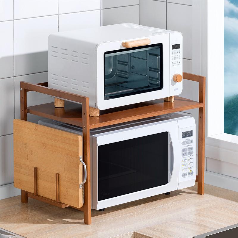 【折扣价】厨房置物架台面双层微波炉架子桌面调料烤箱收纳架竹实