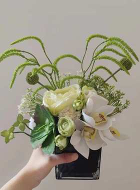 M332a四面洽谈桌花白绿道具前台商务仿真花绢花假花 婚庆亚马