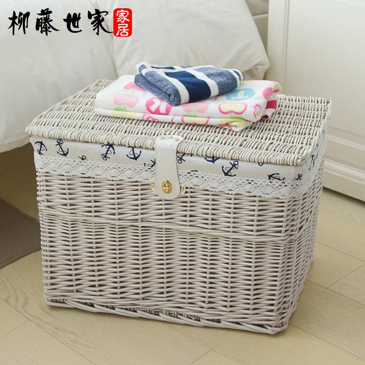 *22QR带盖藤编收纳箱柳编收其它园艺用品