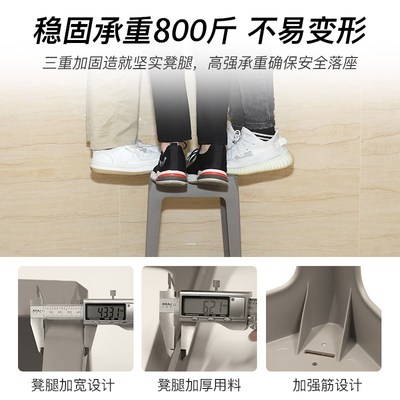 塑料凳子家用现代简约可叠放加厚高胶餐椅圆风车板凳餐桌备用椅子