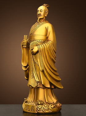 纯黄铜铜范蠡铜像文财神爷站像商圣家居客厅装饰品开业桌面摆件