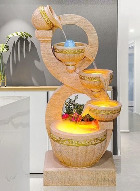 现代轻奢流水喷泉循环水招财摆件客厅办公室加湿装饰乔迁开业送礼