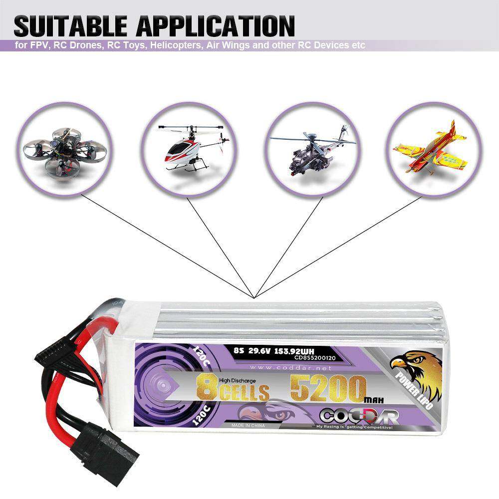 CODDAR鹰氪5200MAH 8S 29.6V 120C航模7 8寸X8穿越机长续航锂电池