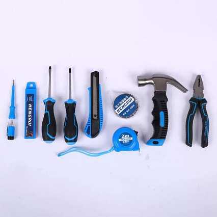 恒瑞9件套家用工具箱螺丝刀、钳子、锤子、美工刀等家用维修很方