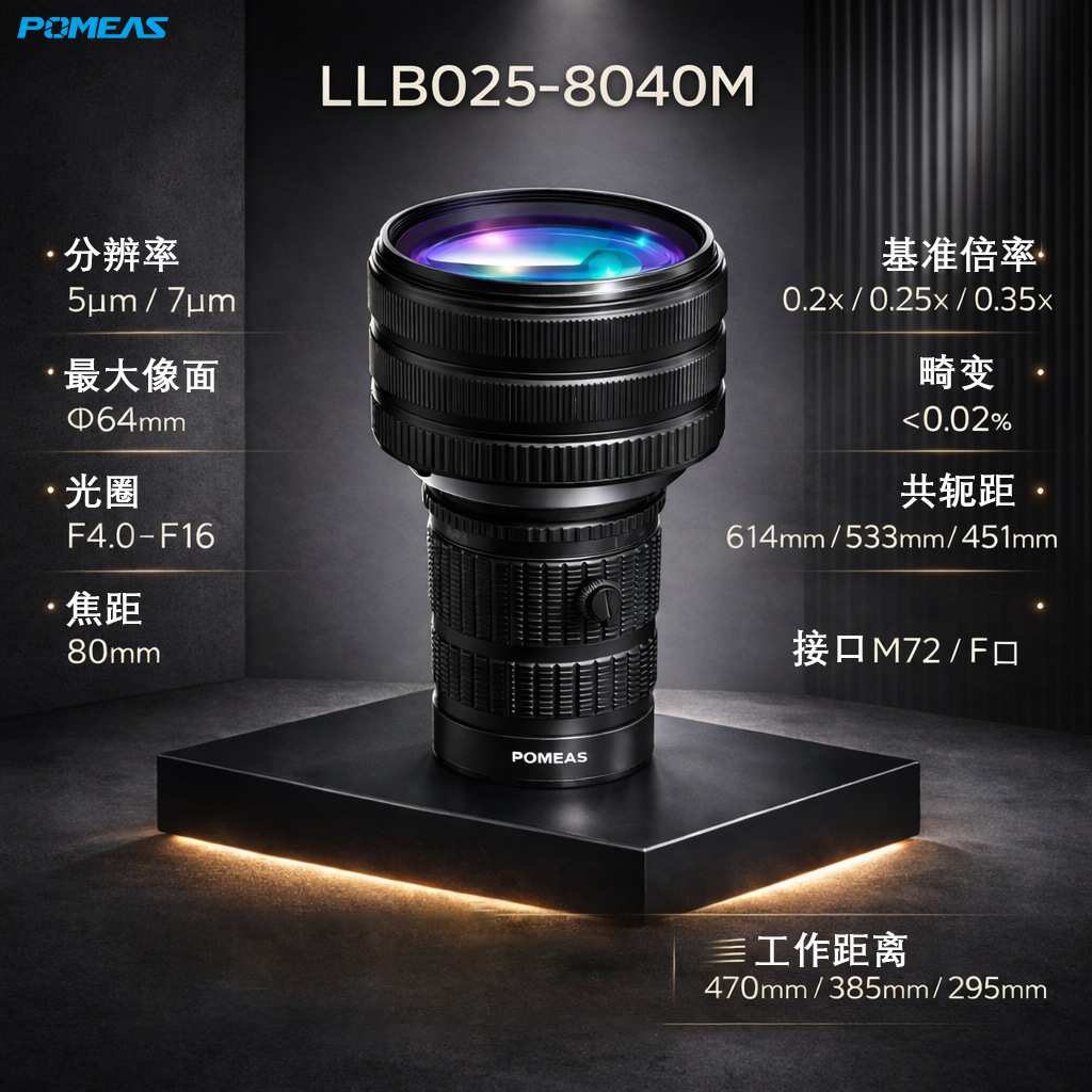 64MM相面8K超高清工业线扫镜头F接口5um机器视觉线阵相机镜头厂家