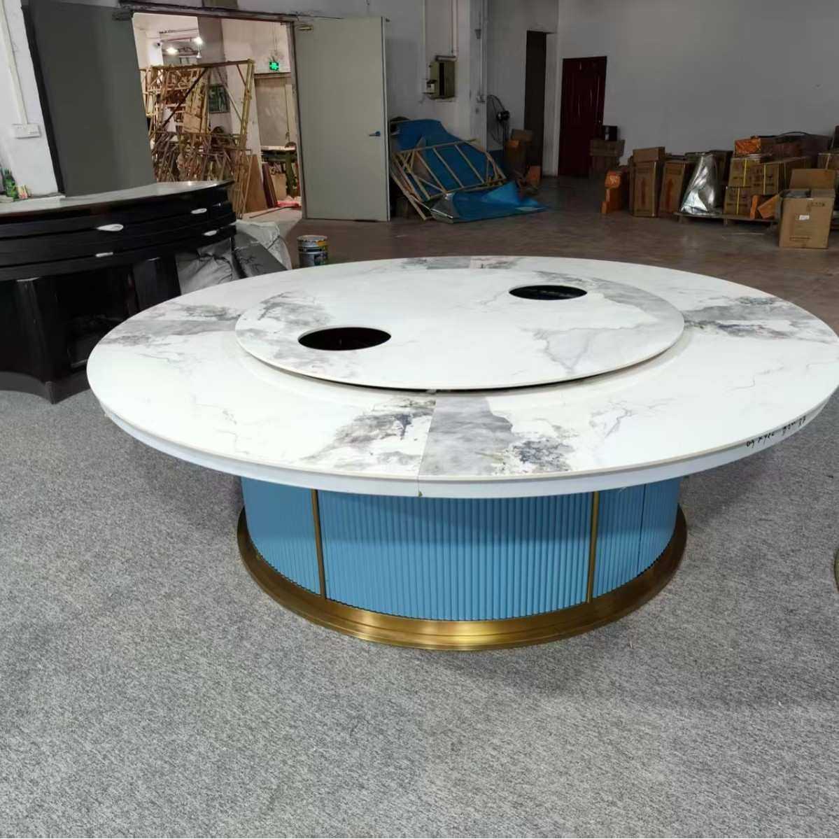 乐从家具酒店餐桌电动餐桌电动圆桌电动转盘餐椅实木酒店餐桌