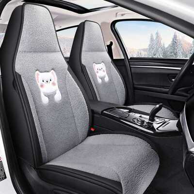 24年新款卡通毛绒保暖冬季汽车坐垫通用分|连体头座椅套座垫