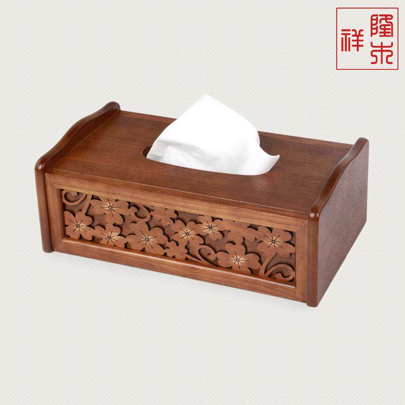 厂家直销客厅纸巾盒 木质复古四叶草收纳盒雕花创意木质盒子定制