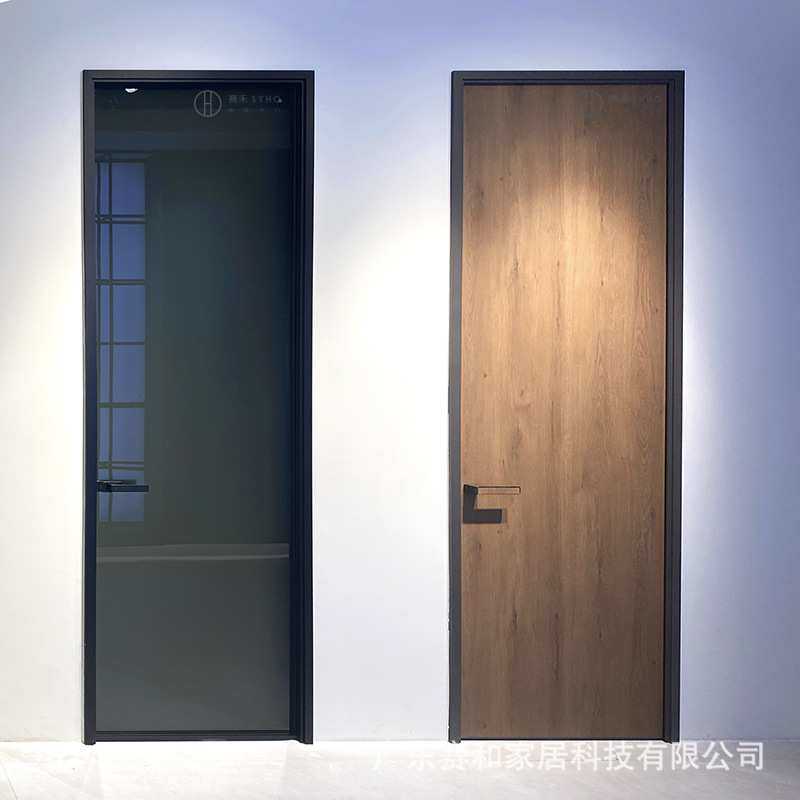 外平内开极简玻璃门定做酒店卫生间黑灰玻璃门铝合金衣帽间浴室门