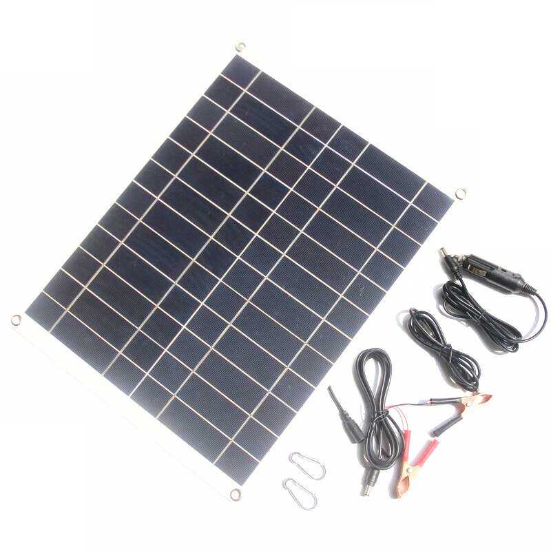 25W 50W 100W 12V/5V 柔性太阳能板手机充电器充12V汽车电瓶