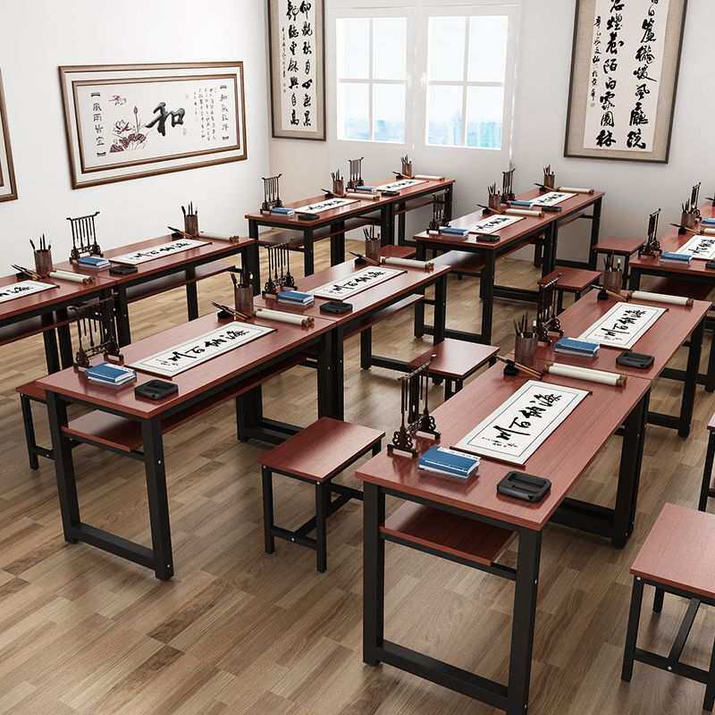 书法桌子书画桌毛笔专用写字台双层简易电脑书桌办公桌培训绘画桌