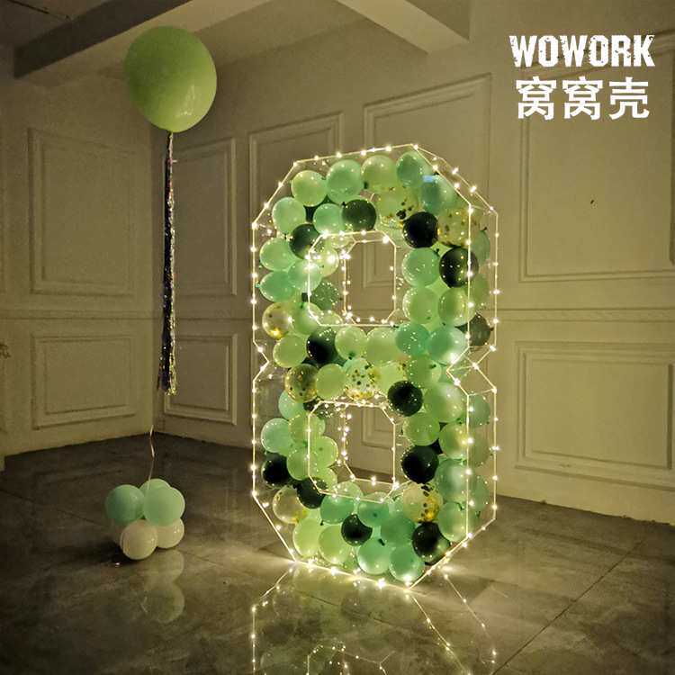 3D立体透明字母定制大号亚克力气球造型派对背景装饰外贸货源厂家