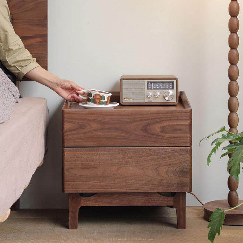 北美黑胡桃木床头柜北欧全实木樱桃木简约型储物柜简约小型收纳柜