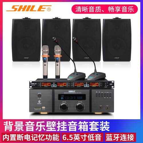 背景音乐培训狮乐壁挂音箱功放AV2011B/BX105会议室音响组合套装