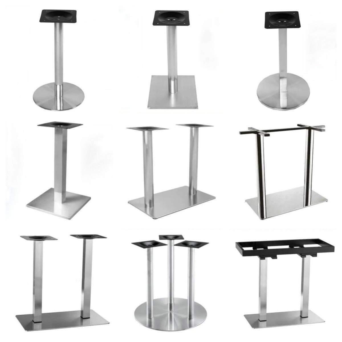 不锈钢底座圆方本色中岛展示台食堂奶茶店加厚不锈钢茶几架子长脚