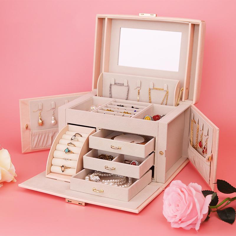 现货大容量木质饰品收纳盒珠宝包装盒饰品盒精美首饰箱首饰盒