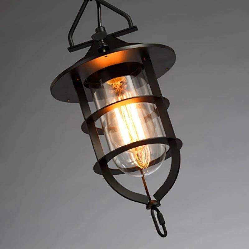 工业风简约餐厅创意个性灯具复古铁艺火锅店理发店发廊小船坞吊灯