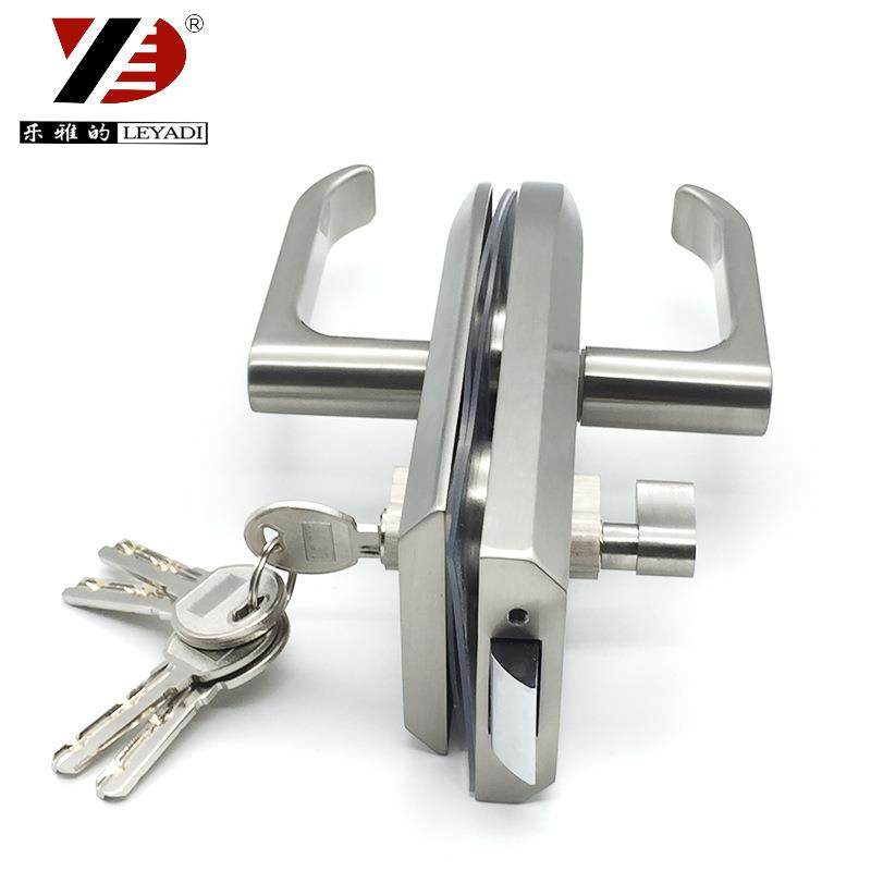 免开孔无框玻璃门锁办公室单双门双锁中央锁不锈钢玻璃门锁