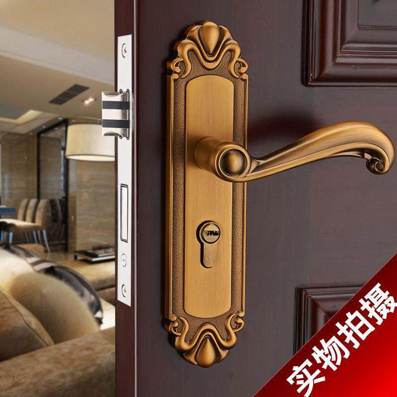 欧式室内静音门锁铝合金门锁简约通用型实木门锁卧室房门锁