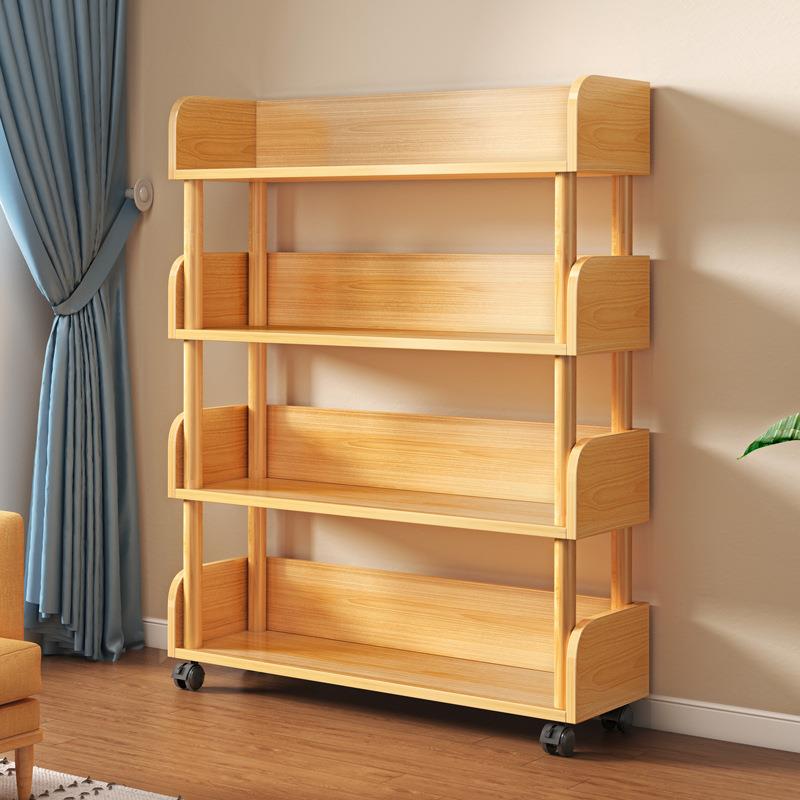 移动带轮书架置物架落地家用储物收纳架卧室简易书柜客厅展示货架