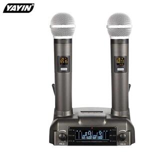 磁力感应充电式无线麦克风一拖二调频话筒家用k歌手持动圈麦声卡
