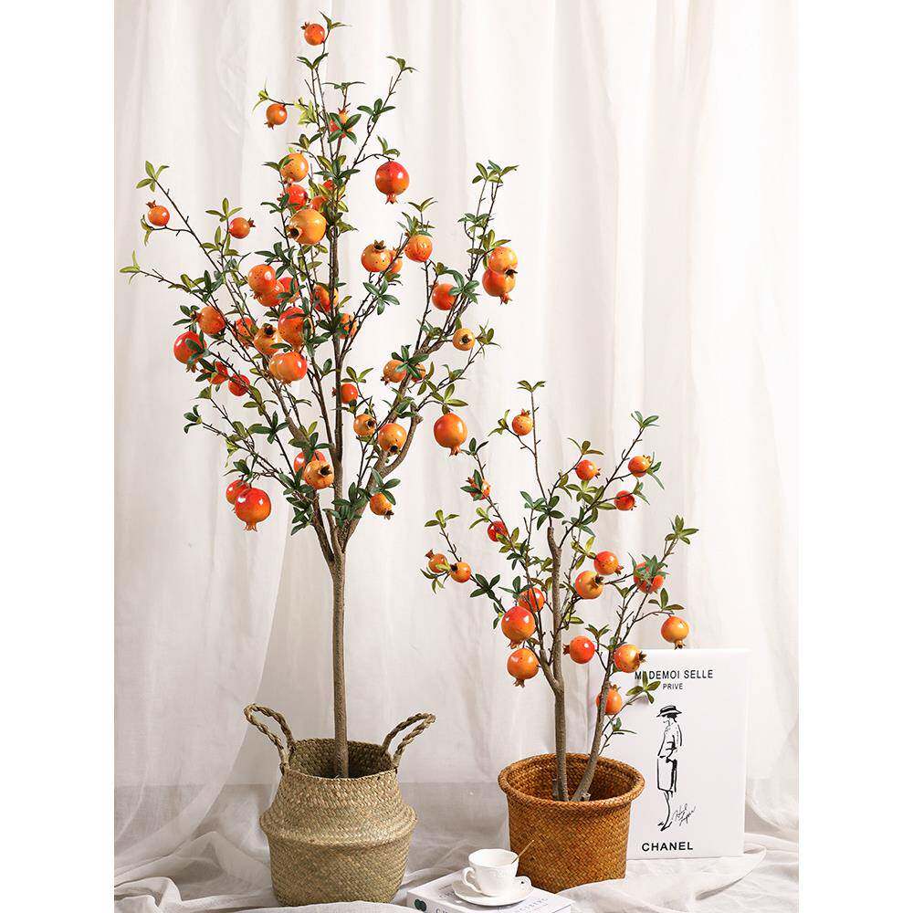 假花冬青果发财果红果仿真花石榴果树枝客厅红色果子装饰中式落地