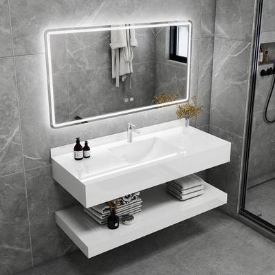 双层上下智能岩板浴室柜组合一体陶瓷盆柜洗手洗脸卫生间洗漱台盆