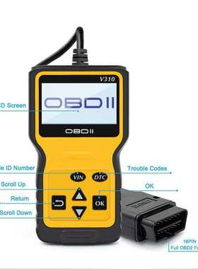 全英文V310 OBD2 Code Reader汽车故障读码卡/诊断仪支持多语言