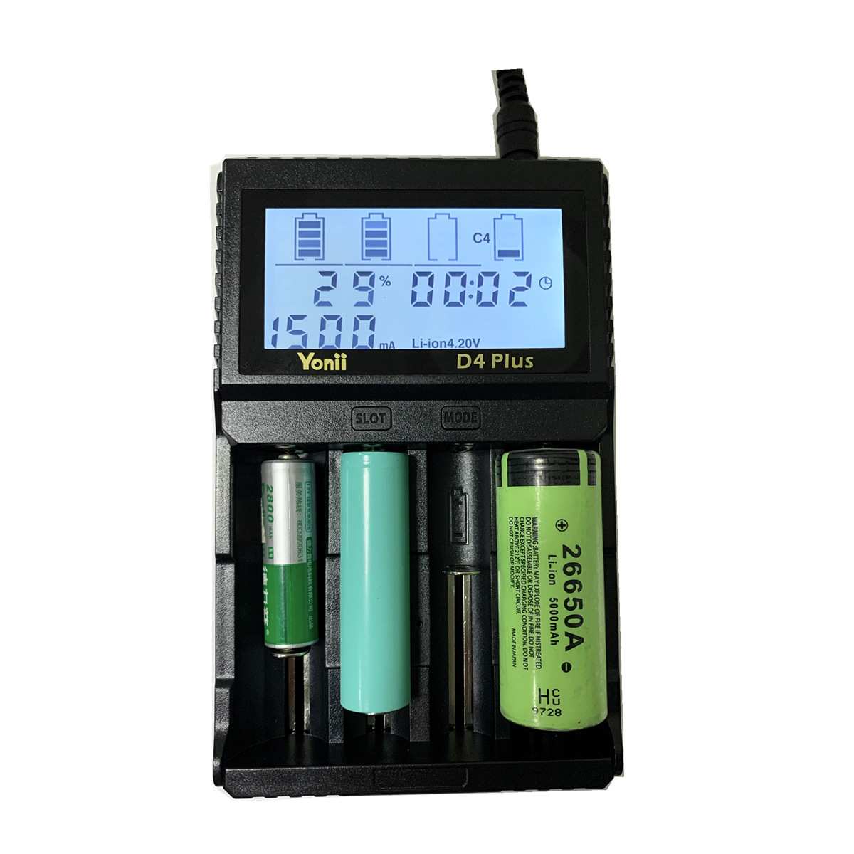 Yonii 美规4槽18650锂电池16340AAA5号26650AA21700LCD智能充电器