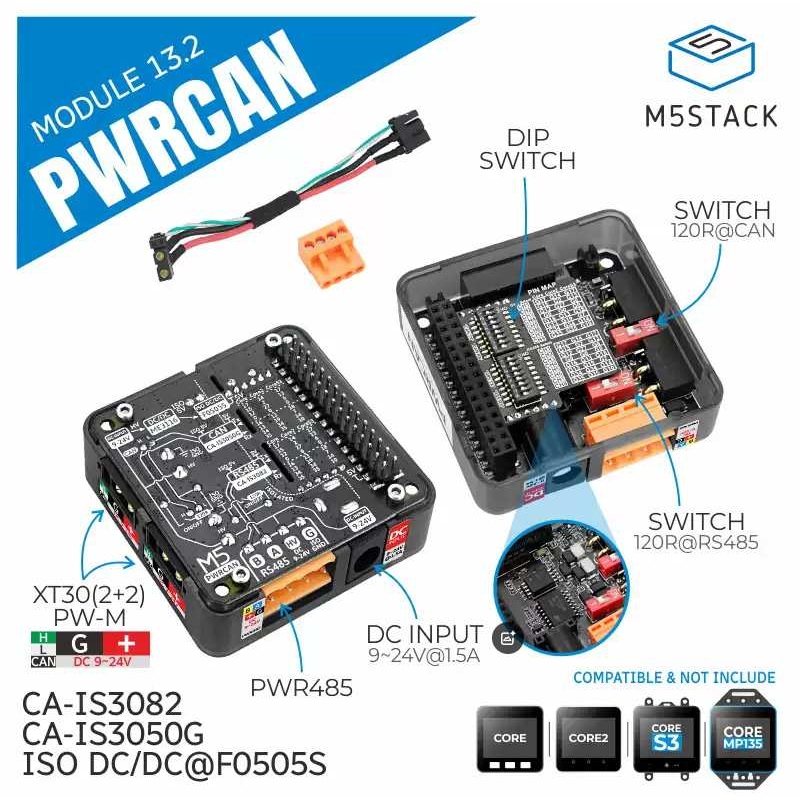 跨境M5Stack PwrCAN Module13.2 多功能通信模块双路CAN一路RS485