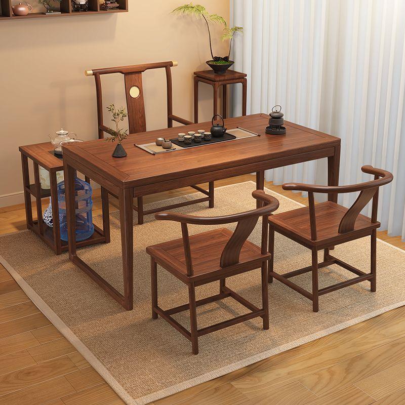 胡桃木阳台喝茶桌椅组合中式客厅家用茶几小户型泡茶一体实木茶台