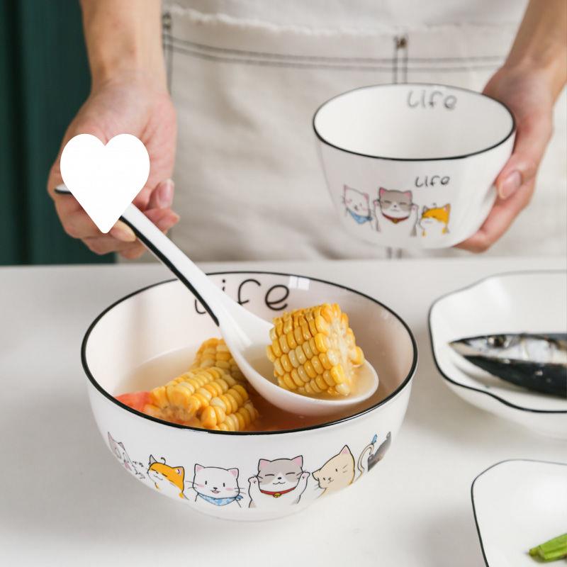 可爱陶瓷餐具套装家用菜盘子碗2025新款碗碟饭碗筷勺面碗碟子组合