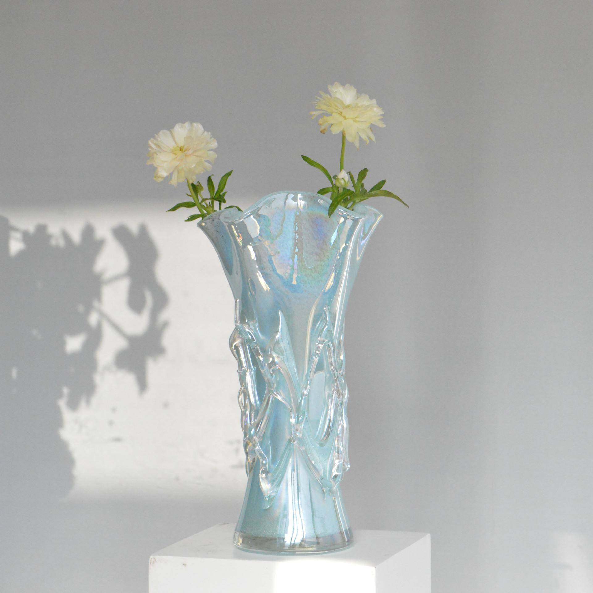 蓝色缠丝仙女瓶花边白菜口手工花瓶家居软装摆件餐桌客厅花器,鲜花速递/花卉仿真/绿植园艺,割草机/草坪机,淘宝优惠券,粉丝福利购,淘宝优惠卷