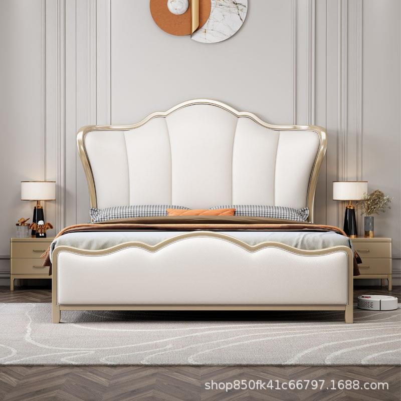 美式实木床轻奢双人床大床现代简约欧式主卧软包床婚床高箱储物床