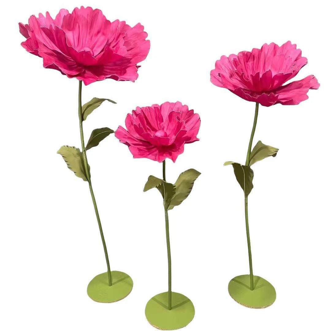 婚礼大型牡丹路引摆件舞台泡沫花牡丹立杆纸艺花装饰橱窗婚庆道具