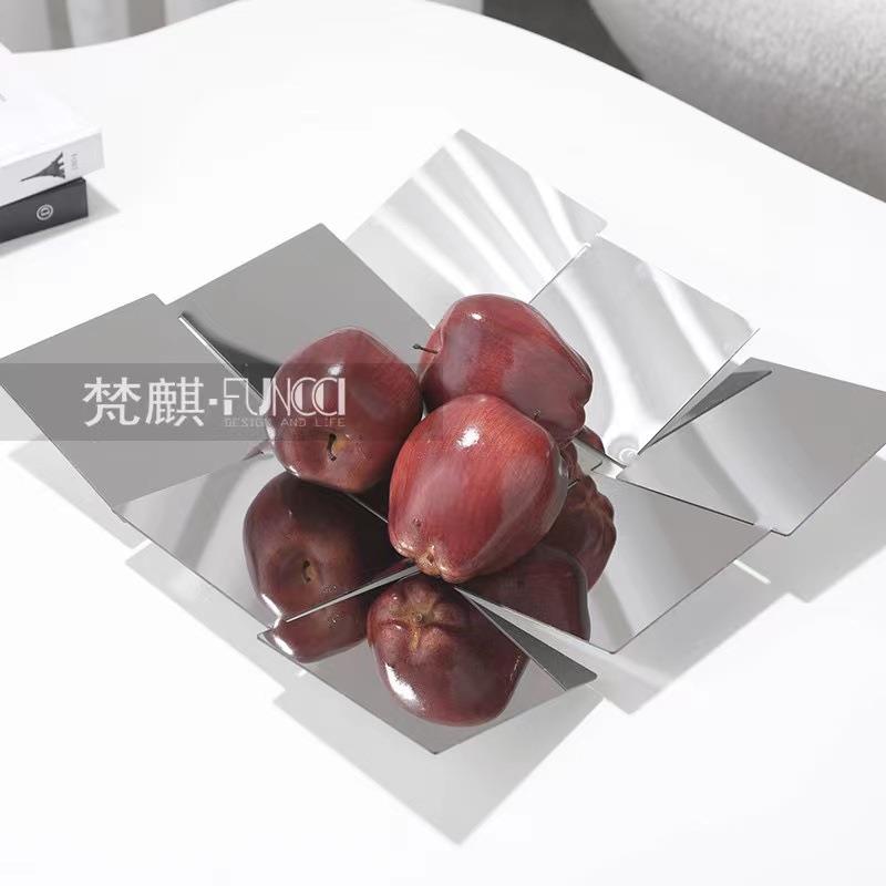 简约现代轻奢创意不锈钢干水果盘摆件装饰家居客厅餐桌茶几收纳盘