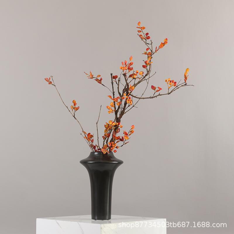 新中式极简现代仿真秋色枯枝手工花艺玄关茶几花架售楼部吧台摆件