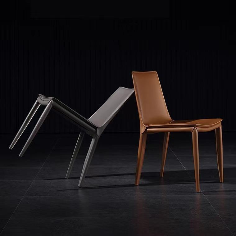 北欧马鞍皮餐椅轻奢现代简约书桌椅靠背凳子意式网红餐桌椅子家用