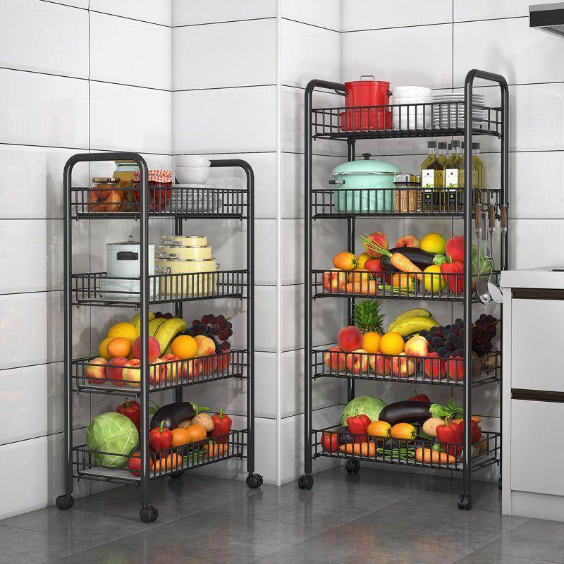 【折扣价】铁艺大容量带轮可移动多层菜架水果蔬菜收纳厨房置物架