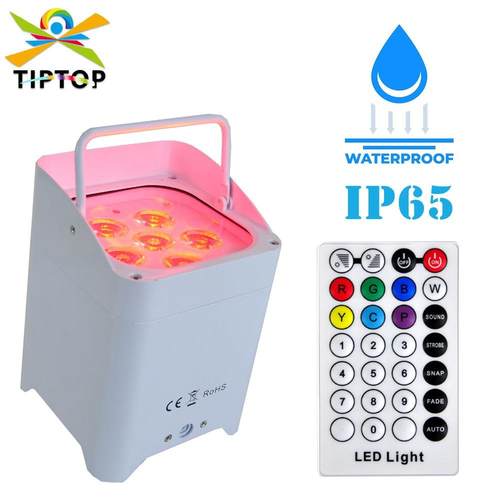 6x18W户外防水锂电池无线帕灯红外线遥控DMX512桁架照明白色外壳