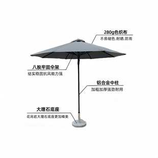 户外遮阳伞铝合金中柱庭院伞室外沙滩伞奶茶太阳伞防紫外线防晒